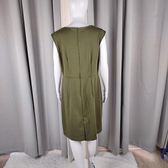 Merona Women's Olive Green Sleeveless, Zipper in Back Dress Size Large - Picture 3 of 11